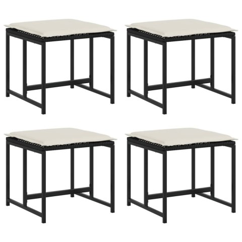 STOŁKI OGRODOWE Z PODUSZKAMI 4 SZT. CZARNE POLIRATTAN