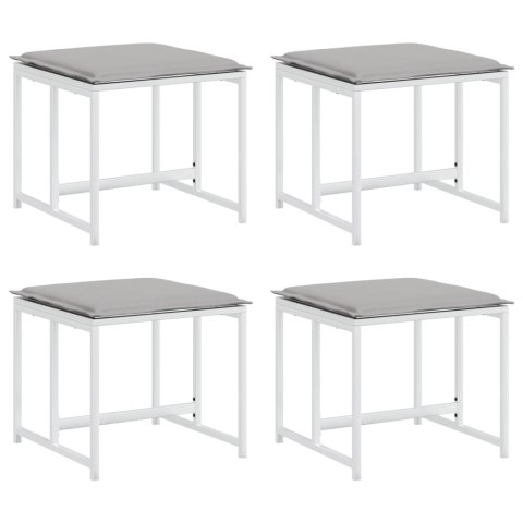 KRZESŁA OGRODOWE Z PODUSZKAMI 4 SZT. BIAŁE STAL I TEXTILENE