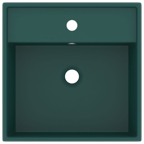 KWADRATOWA UMYWALKA Z PRZELEWEM MATOWA CIEMNOZIELONA 41X41CM