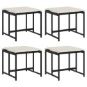 STOŁKI OGRODOWE Z PODUSZKAMI 4 SZT. CZARNE POLIRATTAN