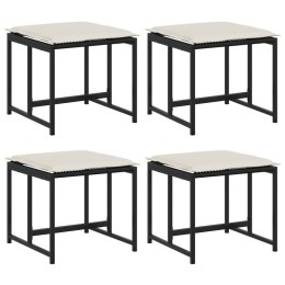 STOŁKI OGRODOWE Z PODUSZKAMI 4 SZT. CZARNE POLIRATTAN