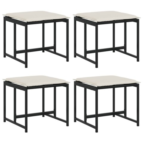 STOŁKI OGRODOWE Z PODUSZKAMI 4 SZT. CZARNE POLIRATTAN