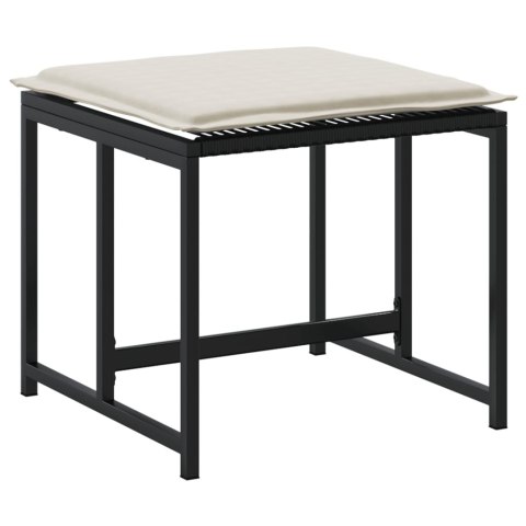 STOŁKI OGRODOWE Z PODUSZKAMI 4 SZT. CZARNE POLIRATTAN