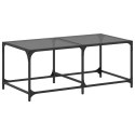 STOLIK KAWOWY Z CZARNYM SZKLANYM BLATEM 98,5X50X40CM STAL