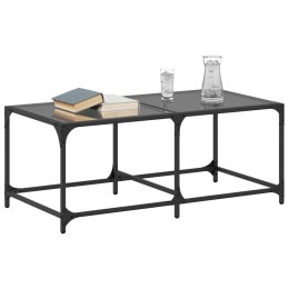 STOLIK KAWOWY Z CZARNYM SZKLANYM BLATEM 98,5X50X40CM STAL