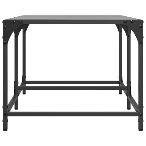 STOLIK KAWOWY Z CZARNYM SZKLANYM BLATEM 98,5X50X40CM STAL