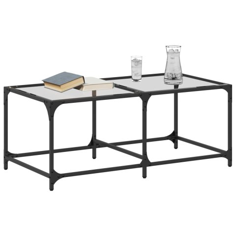 STOLIK KAWOWY ZE SZKLANYM BLATEM 98,5X50X40CM STAL