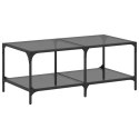STOLIK KAWOWY Z CZARNYM SZKLANYM BLATEM 98,5X50X40CM STAL