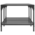 STOLIK KAWOWY Z CZARNYM SZKLANYM BLATEM 98,5X50X40CM STAL