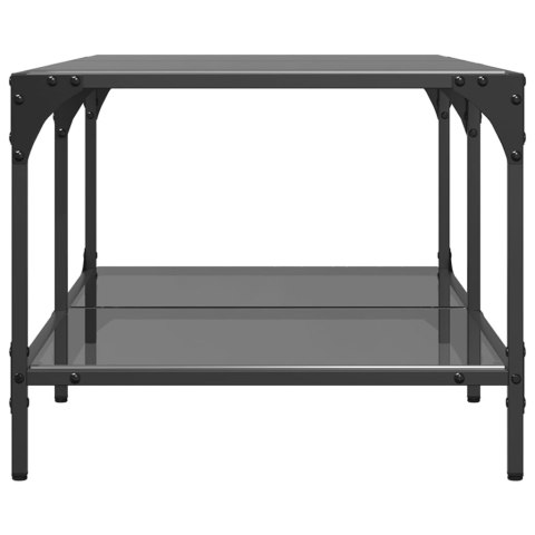 STOLIK KAWOWY Z CZARNYM SZKLANYM BLATEM 98,5X50X40CM STAL