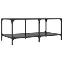 STOLIK KAWOWY Z CZARNYM SZKLANYM BLATEM 98,5X50X40CM STAL