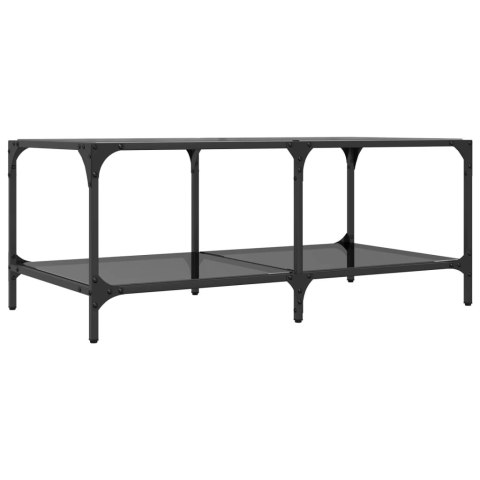 STOLIK KAWOWY Z CZARNYM SZKLANYM BLATEM 98,5X50X40CM STAL