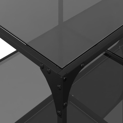 STOLIK KAWOWY Z CZARNYM SZKLANYM BLATEM 98,5X50X40CM STAL