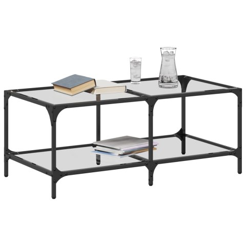 STOLIK KAWOWY ZE SZKLANYM BLATEM 98,5X50X40CM STAL