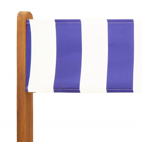 KRZESŁA BISTRO 2 SZT NIEBIESKO-BIAŁE AKACJA I TKANINA