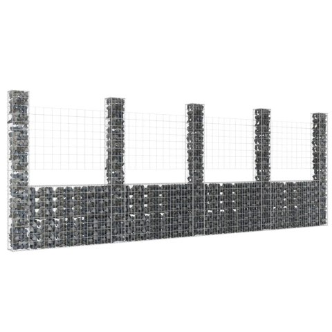 OGRODZENIE GABIONOWE Z 5 SŁUPKAMI ŻELAZO 500X20X200CM