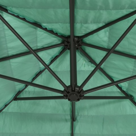 PARASOL OGRODOWY NA STALOWYM SŁUPKU ZIELONY 388X388X248CM