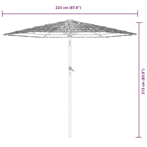 PARASOL OGRODOWY NA STALOWYM SŁUPKU BRĄZOWY 223X223X213CM
