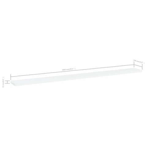 PÓŁKI NA KSIĄŻKI 4 SZT. BIAŁE 100X10X1,5CM