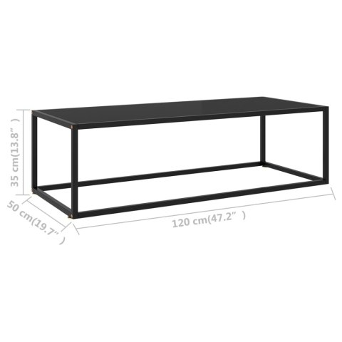 STOLIK KAWOWY SZKŁO W CZARNYM KOLORZE 120X50X35CM