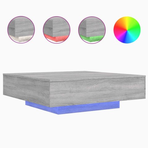 STOLIK KAWOWY Z LED SZARY DĄB SONOMA 100X100X31CM