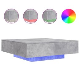 STOLIK KAWOWY Z OŚWIETLENIEM LED SZAROŚĆ BETONU 100X100X31CM