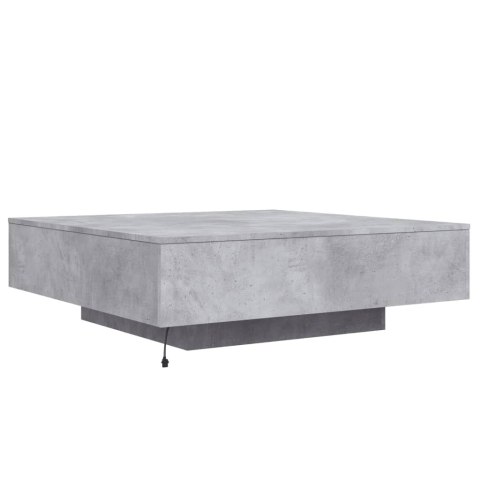STOLIK KAWOWY Z OŚWIETLENIEM LED SZAROŚĆ BETONU 100X100X31CM