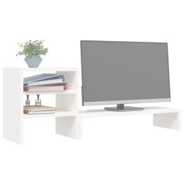 PODSTAWKA NA MONITOR BIAŁA 81X20X30CM LITE DREWNO SOSNOWE