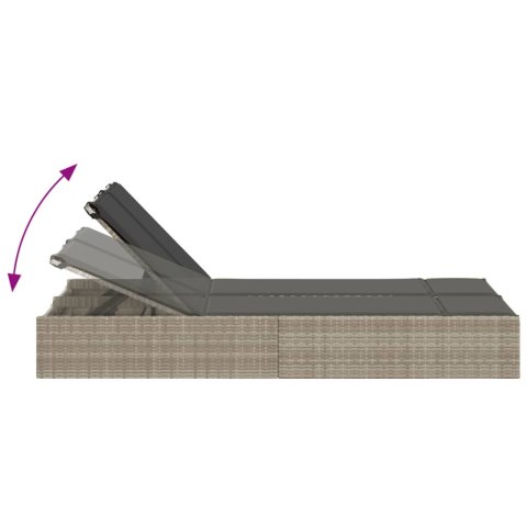 PODWÓJNA LEŻANKA Z PODUSZKAMI JASNOSZARA POLIRATTAN