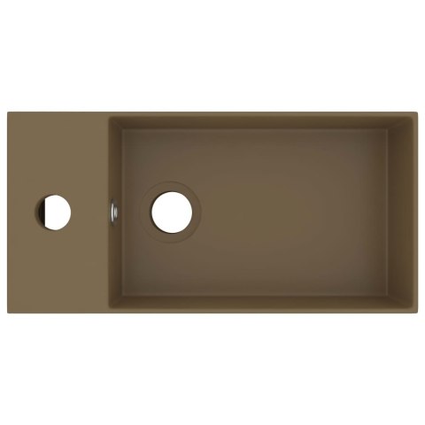 UMYWALKA Z OTWOREM PRZELEWOWYM CERAMIKA KREMOWY MAT