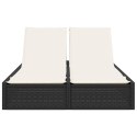PODWÓJNA LEŻANKA Z PODUSZKAMI CZARNA POLIRATTAN