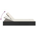 PODWÓJNA LEŻANKA Z PODUSZKAMI CZARNA POLIRATTAN