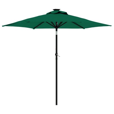 PARASOL OGRODOWY LED STALOWY SŁUPEK ZIELONY 225X225X212CM