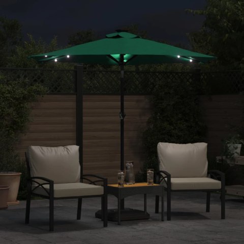PARASOL OGRODOWY LED STALOWY SŁUPEK ZIELONY 225X225X212CM