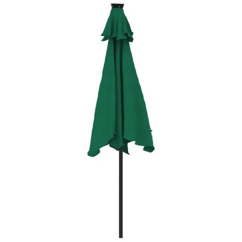 PARASOL OGRODOWY LED STALOWY SŁUPEK ZIELONY 225X225X212CM
