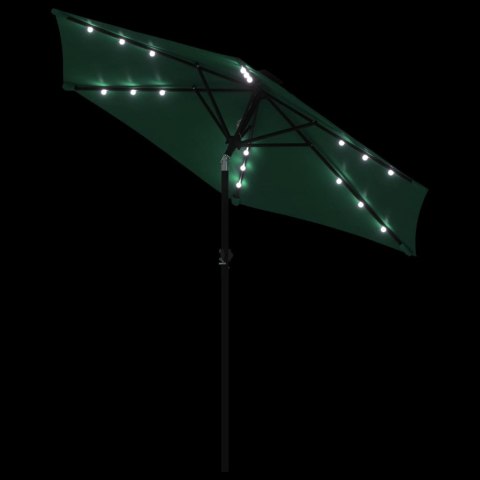 PARASOL OGRODOWY LED STALOWY SŁUPEK ZIELONY 225X225X212CM