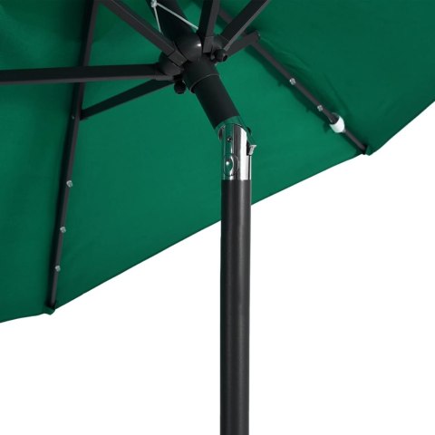 PARASOL OGRODOWY LED STALOWY SŁUPEK ZIELONY 225X225X212CM