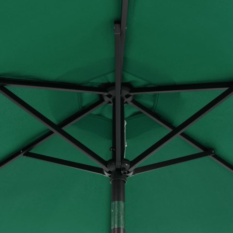 PARASOL OGRODOWY LED STALOWY SŁUPEK ZIELONY 225X225X212CM
