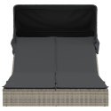 PODWÓJNA LEŻANKA OGRODOWA Z ZADASZENIEM I PODUSZKAMI SZARA POLIRATTAN