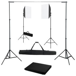 FOTOGRAFICZNY ZESTAW STUDYJNY Z LAMPAMI SOFTBOX I TŁEM