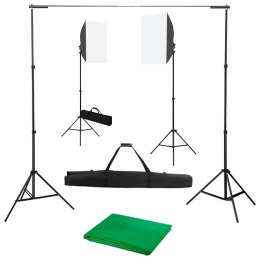 FOTOGRAFICZNY ZESTAW STUDYJNY Z LAMPAMI SOFTBOX I TŁEM