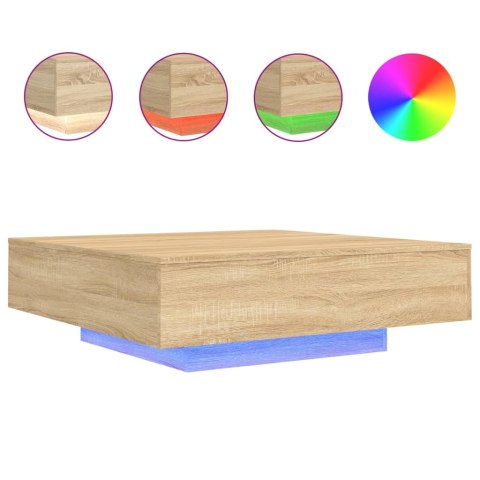 STOLIK KAWOWY Z PODŚWIETLENIEM LED DĄB SONOMA 100X100X31CM