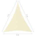 ŻAGIEL PRZECIWSŁONECZNY OGRODOWY WODOODPORNY MARKIZA TARAS TRÓJKĄTNY 5X7X7M KREMOWY