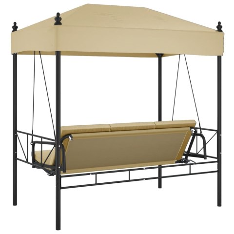 HUŚTAWKA OGRODOWA Z BALDACHIMEM KOLOR PIASKOWY  STAL