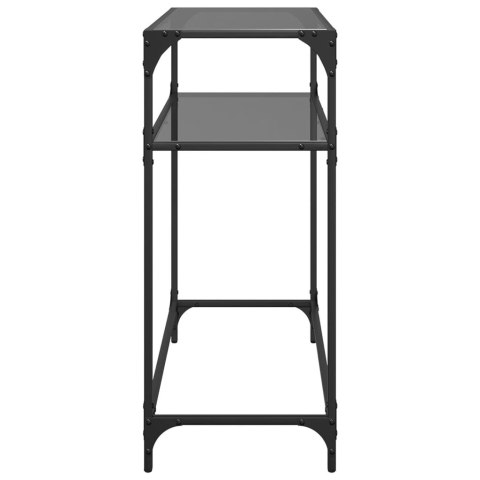 STOLIK KAWOWY Z CZARNYM SZKLANYM BLATEM 80X35X81CM STAL