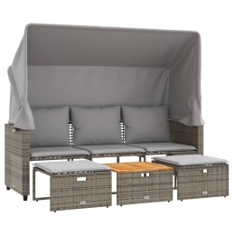 3-OS. SOFA OGRODOWA Z BALDACHIMEM I PODNÓŻKAMI SZARA