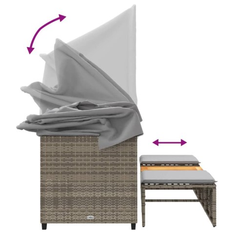3-OS. SOFA OGRODOWA Z BALDACHIMEM I PODNÓŻKAMI SZARA