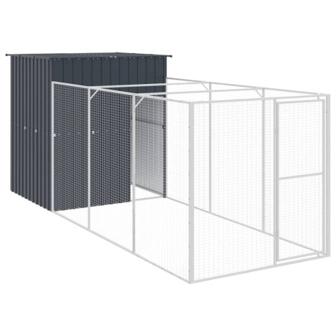 BUDA DLA PSA Z WYBIEGIEM ANTRACYTOWA 165X455X181CM STAL