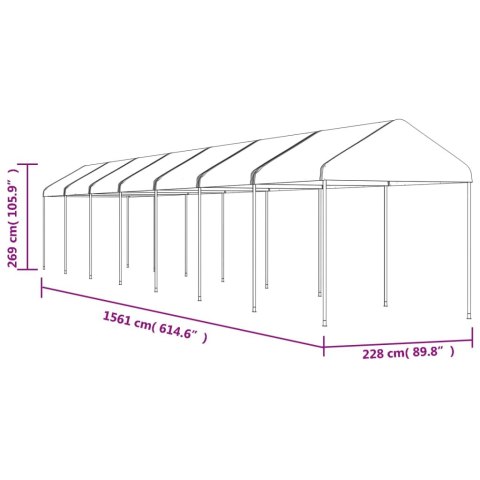 NAMIOT OGRODOWY Z DACHEM BIAŁY 15,61X2,28X2,69M POLIETYLEN