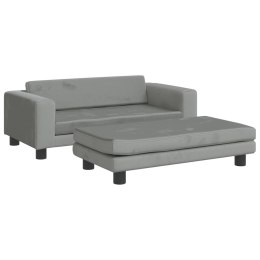 SOFA DZIECIĘCA Z PODNÓŻKIEM JASNOSZARA 100X50X30CM AKSAMIT